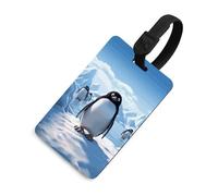 Penguin Antarctica Ice - Etichette per bagagli con carta d'identità, resistenti etichette per borse da viaggio, impermeabili, per valigie, zaini e custodie da viaggio, stile nero
