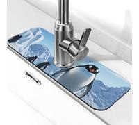 Penguin Antartide Ice Faucet Mat per lavello da cucina, super assorbente rubinetto pad splash catcher, diatomite ad asciugatura rapida pietra rubinetto maniglia gocciolatoio vassoio tappetino per