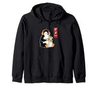 Penguin Gamer Ukiyo-e Giapponese w tè Boba Felpa con Cappuccio