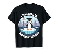 Penguin Grad Iceberg I Majored in Procrastination Divertente Maglietta