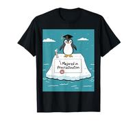 Penguin Grad Iceberg I Majored in Procrastination Divertente Maglietta
