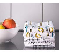 Penguin Home 3508 Set di 4 Strofinacci in Spugna con Motivo a Cucchiaio, 100% Cotone, Super Morbidi, Resistenti e assorbenti, ad Asciugatura Rapida, 45 x 70 cm, Bianco/Giallo e Blu