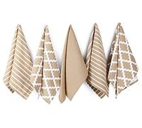 Penguin Home Premium Strofinaccio da cucina in puro cotone 100%, set di 5 asciugamani da cucina, set di asciugamani da cucina morbidi e resistenti, lavabile in lavatrice, 65 x 45 cm, colore - Beige