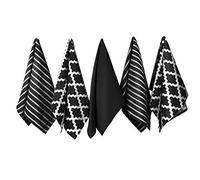 Penguin Home Premium Strofinaccio da cucina in puro cotone al 100%, set di 5 asciugamani da cucina, set di asciugamani da cucina morbidi e resistenti, lavabile in lavatrice, 65 x 45 cm, colore - Nero
