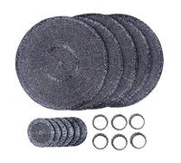 Penguin Home®® Set di 18 tovagliette in vetro, sottobicchieri e portatovaglioli, colore grigio e antracite, realizzate a mano da abili artigiani indiani, diametro 32 cm