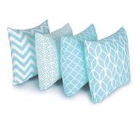 Penguin Home Set di 4 federe per cuscini 45 cm x 45 cm Federe per cuscini quadrati double face 100% cotone e federe con cerniera invisibile per soggiorno, camera da letto, divano, 18x18 pollici (Blu)