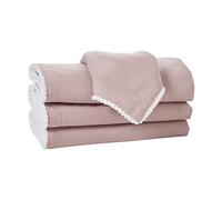 Penguin Home Set di 4 tovaglioli di cotone 100% cotone, ecologici e sostenibili, riutilizzabili, per uso quotidiano come tovaglioli da cena, con pompon sui quattro lati, dimensioni: 40 x 40 cm, colore