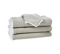 Penguin Home Set di 4 tovaglioli di cotone 100% cotone, ecologici, sostenibili, riutilizzabili, per uso quotidiano come tovaglioli con pompon sui quattro lati, dimensioni 40 x 40 cm, colore beige