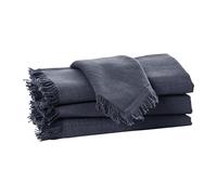 Penguin Home Set di 4 tovaglioli di cotone, 100% cotone, ecologici, sostenibili, riutilizzabili, per uso quotidiano come tovaglioli con frange, dimensioni: 40 x 40 cm, colore: antracite