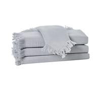 Penguin Home Set di 4 tovaglioli di cotone, 100% cotone, ecologici, sostenibili, riutilizzabili, per uso quotidiano con frange, dimensioni: 40 x 40 cm, colore grigio