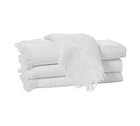Penguin Home Set di 4 tovaglioli di cotone, 100% cotone, ecologici, sostenibili, riutilizzabili, per uso quotidiano come tovaglioli con frange, dimensioni: 40 x 40 cm, colore bianco