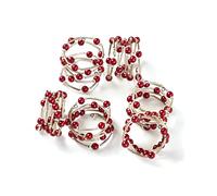 Penguin Home® Set di 6 portatovaglioli con perline in stile braccialetto fatti a mano |Perline su rete di ferro|Rosso|Set di portatovaglioli per cenare,Diametro 4,5 cm| Altezza : 2,8 cm|