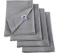 Penguin Home® Set di 6 Tovaglioli in Cotone, 100% Lino, Grigio Solido