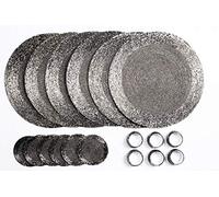 Penguin Home® Sottobicchieri di Vetro con Perline, Anelli Portatovaglioli e Tovagliette Rotonde, 18 Pezzi, Argento Antico