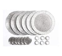 Penguin Home® Sottobicchieri di Vetro con Perline, Anelli Portatovaglioli e Tovagliette Rotonde, 18 Pezzi, Argento