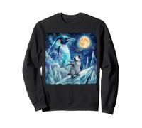 Penguin Howling at The Moon Arctic Night Sky Animal Art Felpa