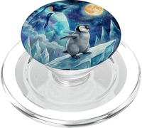 Penguin Howling at the Moon Arctic Night Sky Animal Art PopSockets PopGrip per MagSafe