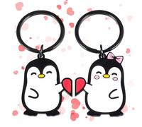 Penguin Keychain - 1.97 Inches Penguin Charm, Stainless Steel Keychain With Twin Charms | Cute Key Ring Accessory For Women, Men, Kids, Family, Friends, Colleagues, Party, Backpack, Purse, Valentines