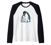 Penguin Mama Baby Madre Bambino Mamma Amore Maglia con Maniche Raglan