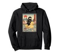 Penguin Ninja Giappone Vintage Giapponese Ukiyo-e Art Felpa con Cappuccio