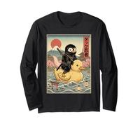 Penguin Ninja Giappone Vintage Giapponese Ukiyo-e Art Maglia a Manica