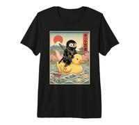 Penguin Ninja Giappone Vintage Giapponese Ukiyo-e Art Maglietta Premium