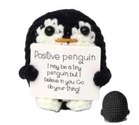 Penguin positivo - Gancio Doll Penguin | Giocattolo Penguin con carta, bambole di a maglia, positivo fatto a mano, giocattolo da collezione positivo