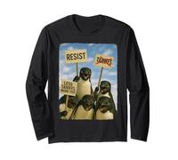 Penguin Protest Against Tarrifs Marzo Attivismo Selfie divertente Maglia a Manica
