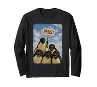 Penguin Protest Against Tarrifs Marzo Attivismo Selfie divertente Maglia a Manica