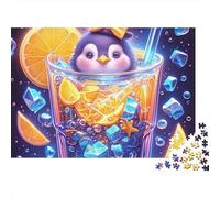 Penguin Puzzle Da 1000 Pezzi Drink Penguin in Cartone Spessore Per Famiglia Passare Il Tempo Decorazione Set Completo Non Deformabile 52x38cm/1000pcs