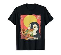 Penguin Ramen Eating Noodles Japanese Vintage Maglietta