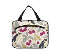 Penguin Raspberry Off White Hanging Cosmetic Bags per le donne Viaggio con gancio, Designer Portatile Make up Bag per Viaggi Must Haves Hotel bolso para maquillaje de Mujer, Pinguino Lampone Bianco