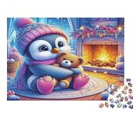 Penguin Recycled Paper Jigsaw Puzzle Penguin with Teddy by Fire for Adults 14-99 Years Educational Game Challenge 70x50cm 1000pcs