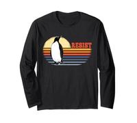 Penguin Resist Funny Penguins Protest Against Tariffs Maglia a Manica