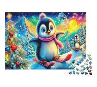 Penguin Skiing Puzzle per Bambini 1000 Pezzi Recyclable Winter Animal Puzzle Divertente E Impegnativa Gioco Per La Famiglia Grande Regalo Idea for Child‘s Birthday 38x26cm/1000pcs
