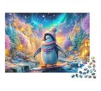 Penguin Snowboarding in Winter Wonderland Puzzle Da 1000 Pezzi Cute Penguin Ideale Per I Regali Di Compleanno E Di Vacanza 38x26cm/1000pcs