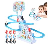Penguin Stair Slide Toy - Trace De Course Pinguin, Giocattolo Musicale LED | Colpo Di Montagne Russe A Arrampicata, Giocattolo Illuminato Interattivo per Le, Regalo Di Festa Di Compleanno Di