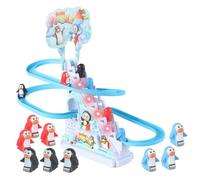 Penguin Stairs Slide Christmas - Traccia musicale intermittente, divertente gioco arrampicata | Musica lampeggiante Coaster, Slide Tomplente Bambini Roller Giocattolo con luci LED per vacanze