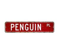 Penguin Street Sign Wildlife Crossing Targa in metallo 10,2 x 45,7 cm, personalizzabile, resistente alle intemperie, in metallo, per ristoranti, bar, pub, negozi, strade