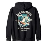 Penguin Surfing Waves Sud Africa Cape cod Surfs Up Fun Felpa con Cappuccio