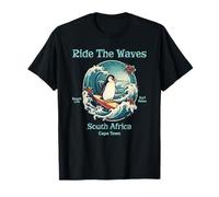 Penguin Surfing Waves Sud Africa Cape cod Surfs Up Fun Maglietta