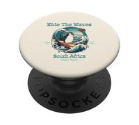 Penguin Surfing Waves Sud Africa Cape Cod Surfs Up Fun PopSockets PopGrip Adesivo
