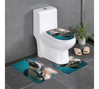 Penguin Swimming In The Ocean Set Di Tappetini Da Bagno 3 Pezzi, Zerbino Resistente Tappeto Con Profilo A U Per Toeletta Servizi Igienici