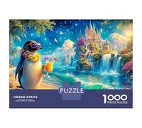 Penguin with Cocktail on A Tropical Beach Puzzle Da 1000 Pezzi Cute Penguin Allenamento Mentale Per Adulti E Bambini 38x26cm/1000pcs