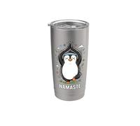 Penguin Yoga Namaste Pose Meditation Cartoon Bicchiere termico in acciaio inox doppia parete