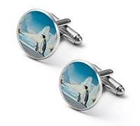 Penguines-Son - Gemelli invernali alla moda da uomo, classici set di gemelli per camicie da matrimonio e lavoro, 1.7cm, Metallo, Nessuna pietra preziosa