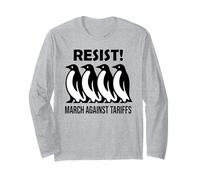 Penguins Against Tariffs Resist Funny Penguin Tariff Protest Maglia a Manica