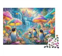 Penguins in A Mushroom Wonderland Puzzle Da 1000 Pezzi Cute Penguin Gioco Di Sfida Per Uomini, Donne E Anziani 52x38cm/1000pcs
