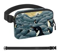 Penguins in the Peak-1528 - Marsupio a tracolla per uomo e donna, borsa da cintura per viaggi, casual, passeggiate, corsa, escursionismo, ciclismo, multicolore, 4 x 23 x 15 cm, Multicolore,