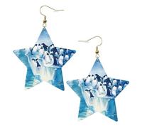 Penguins on Iceberg, orecchini da donna alla moda, orecchini pendenti celesti, gioielli a forma di stella per un versatile, One Size, Pelle